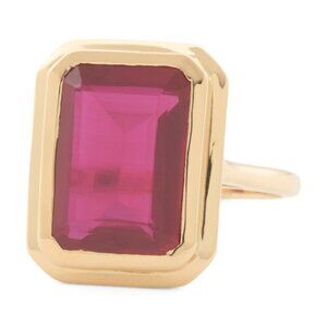 HIRAJULE Made In India 14kt Gold Plated Sterling Silver Lab Created Ruby Ring
